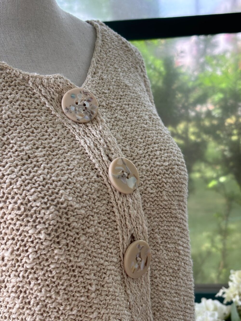 Lulu-B Three-Button Knit Cardigan | Oatmeal | Size Large | New with Tags - Picture 2 of 7